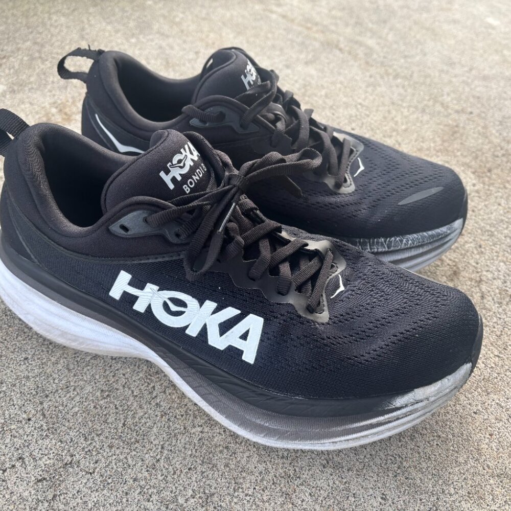 Hoka One One Bondi 8 Size 10B Women's Running Shoes Black White Athletic Shoes - Picture 3 of 8